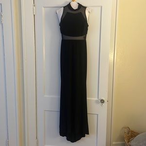 Black formal dress with mesh detail
